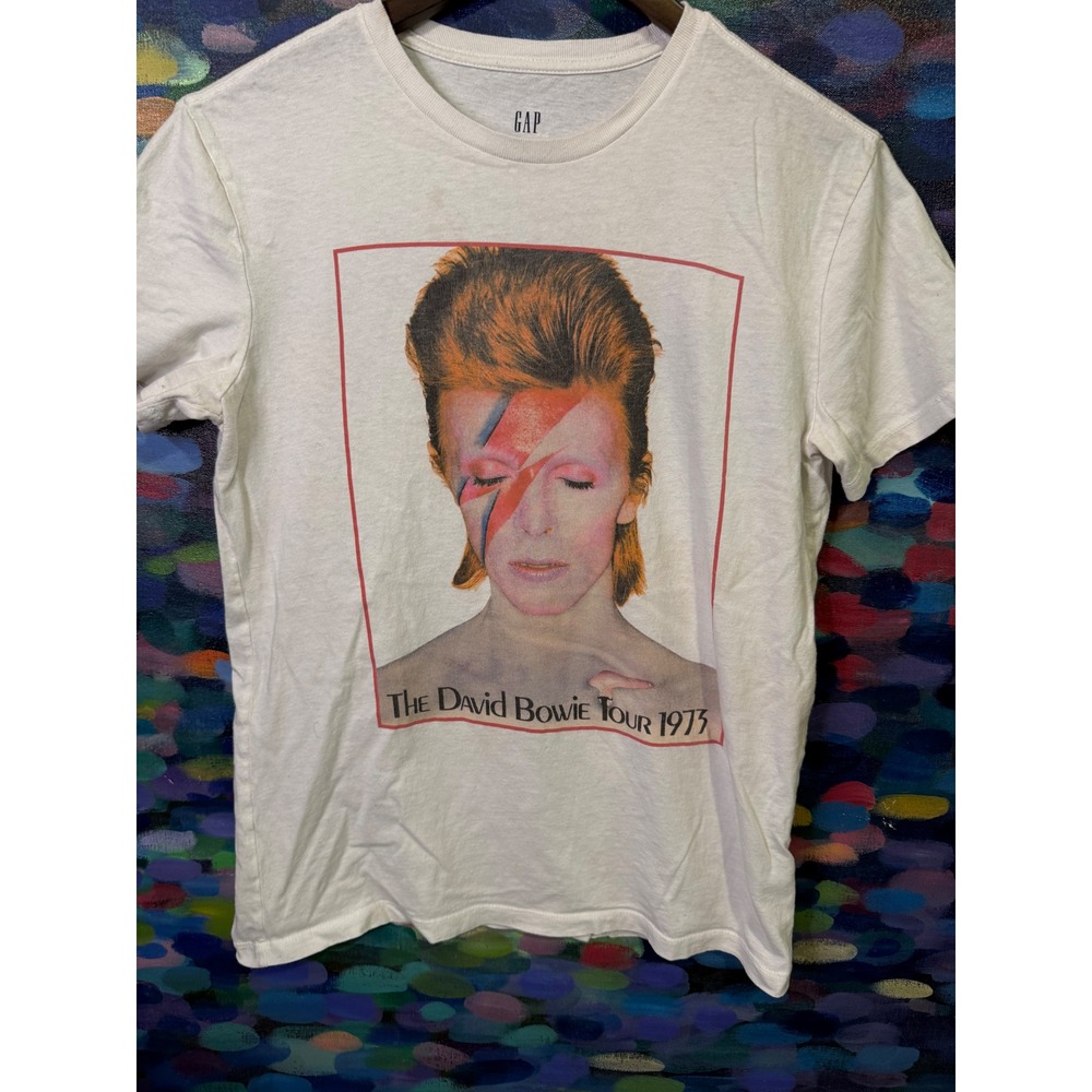 Gap David Bowie Tour 1973 Graphic T-Shirt White Mens XS Aladdin Sane Music Tee - Picture 2 of 6